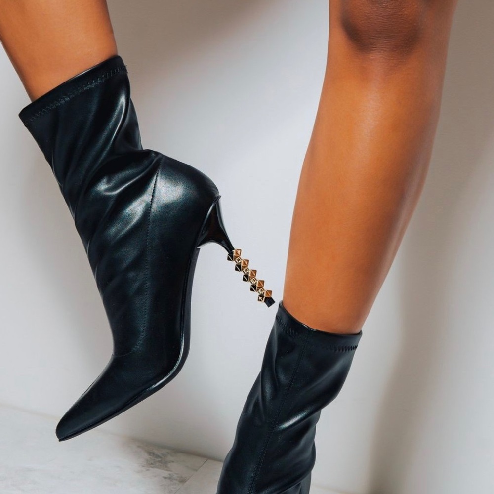 Faux leather ankle bootie